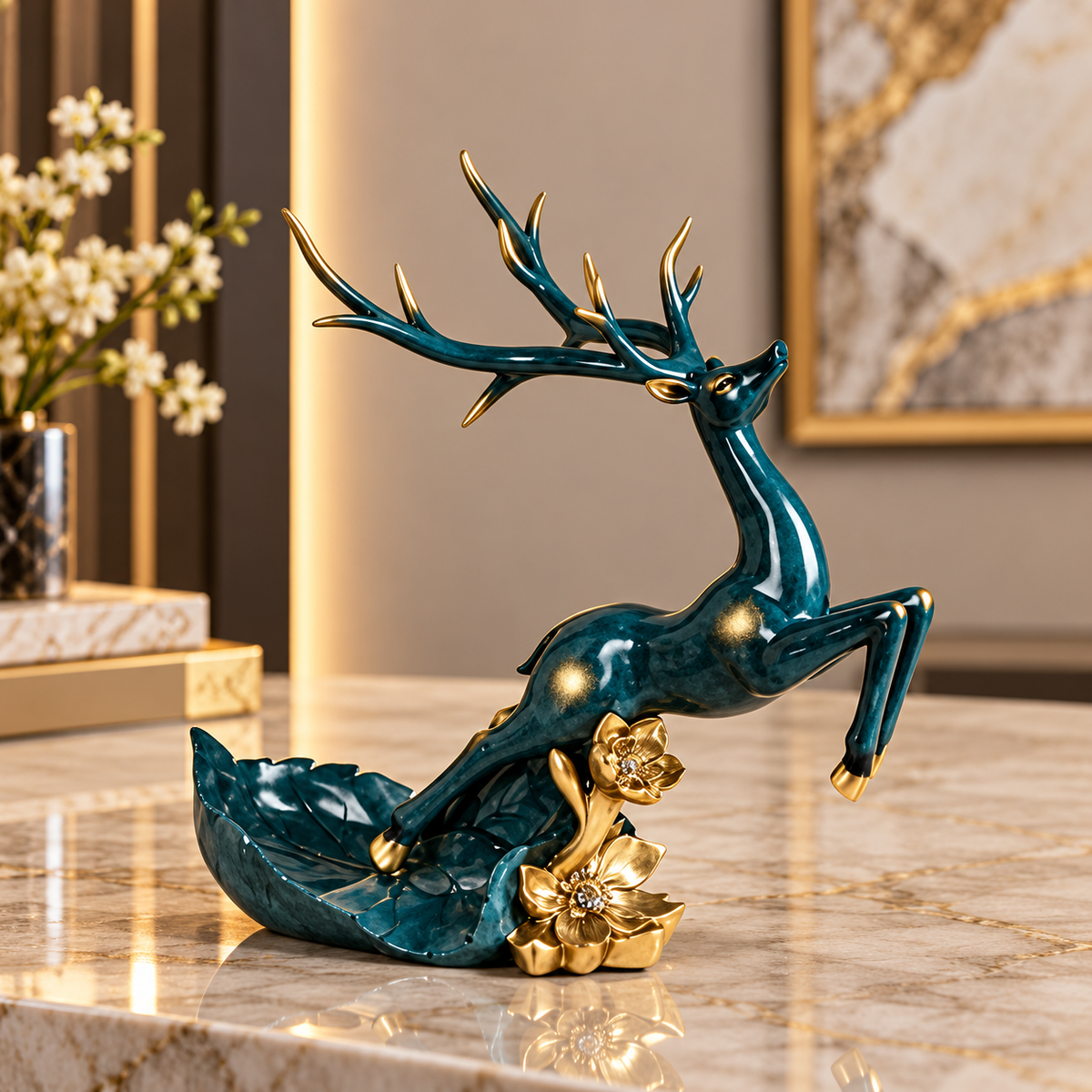 Navy Blue Leaping Deer Wine Rack