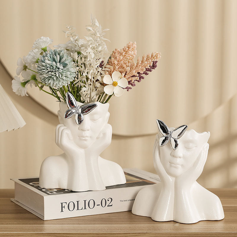 White Figure Table Vase